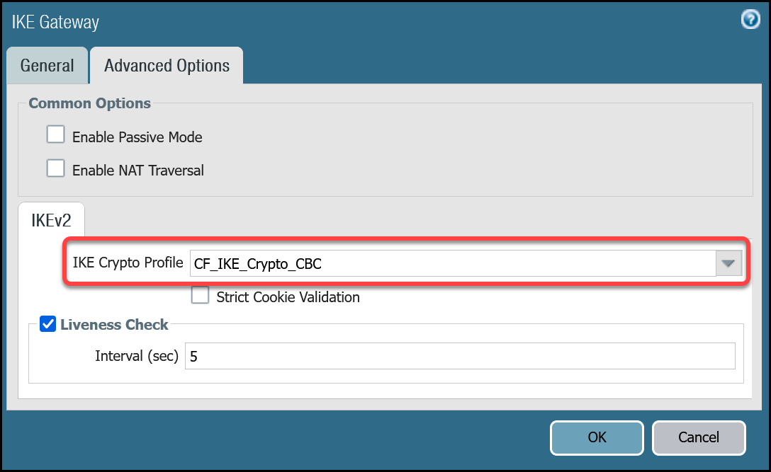 IKE gateway settings for tunnel 2